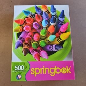 Springbok 500 Piece Jigsaw Puzzle Twist of Color Crayon Art Colorful Complete